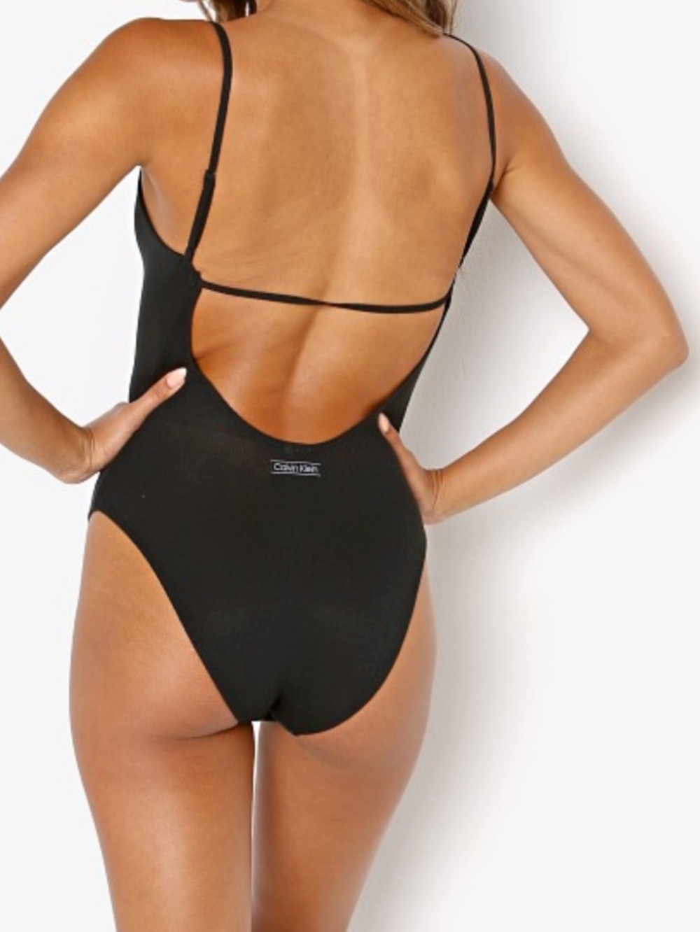 Calvin Klein Pure Ribbed Bodysuit Black Size Medium - Picture 2 of 5